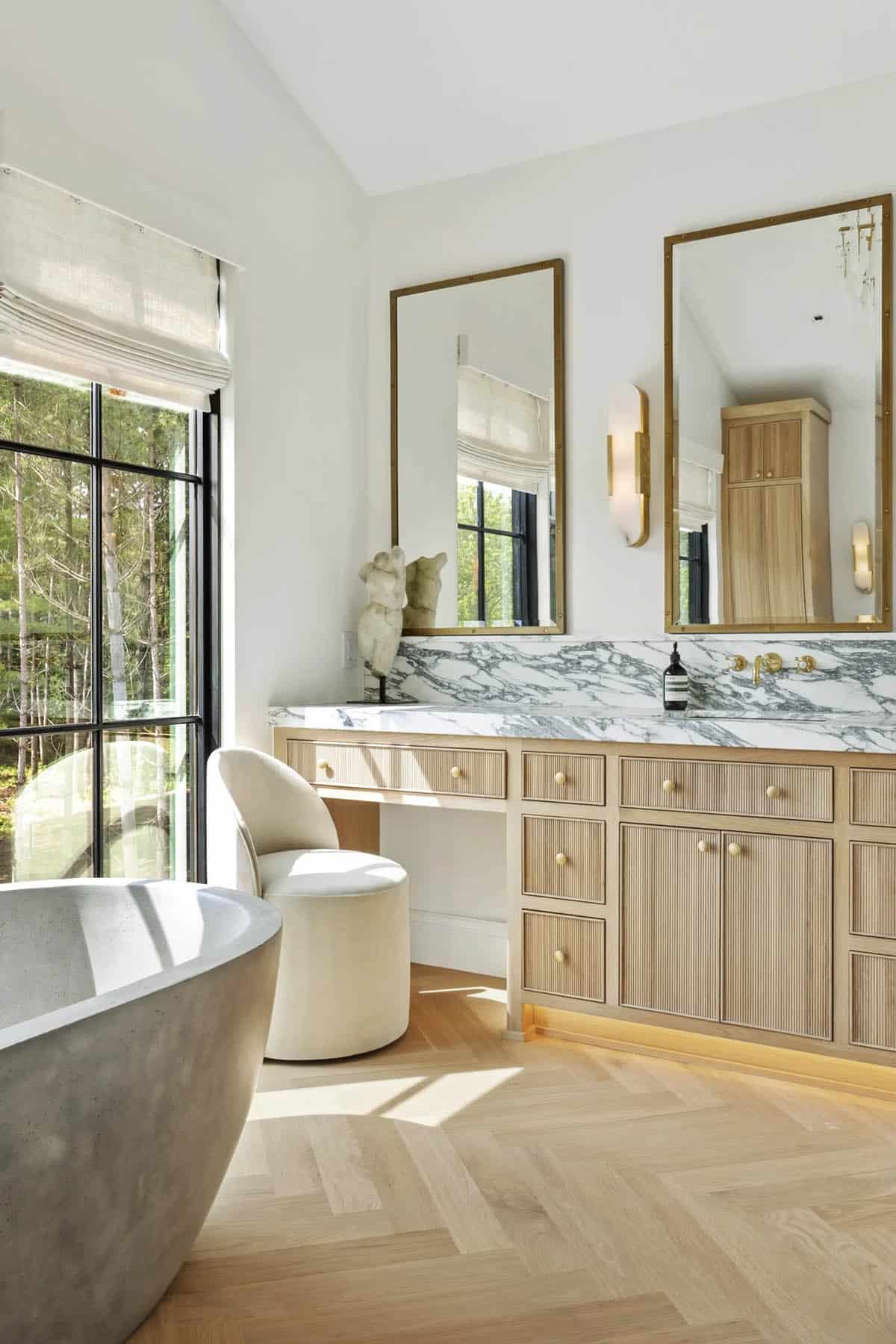 contemporary bathroom with a makeup vanity