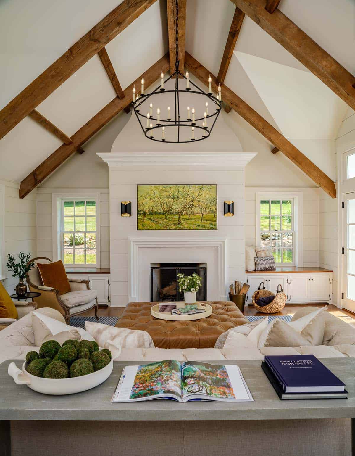 traditonal style living room with a fireplace