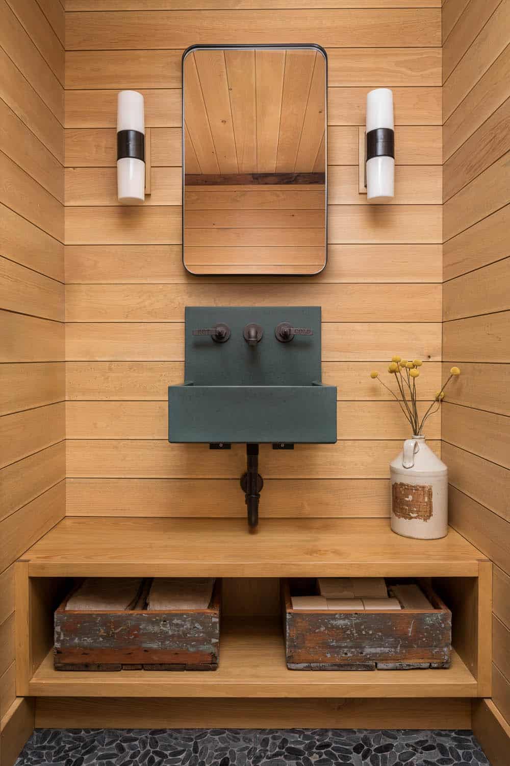 rustic modern powder room