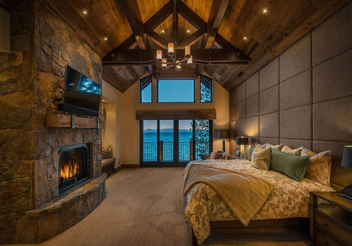 Modern Bedroom with a fireplace