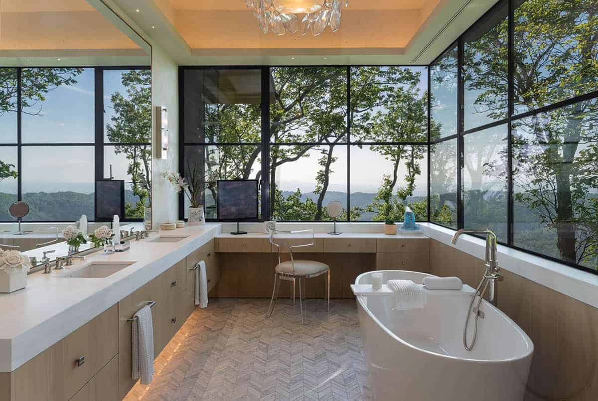 modern bathroom with large windows