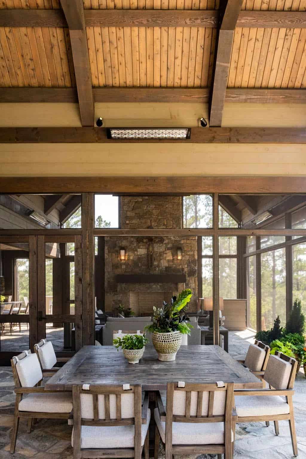 mountain home screened porch with alfresco dining