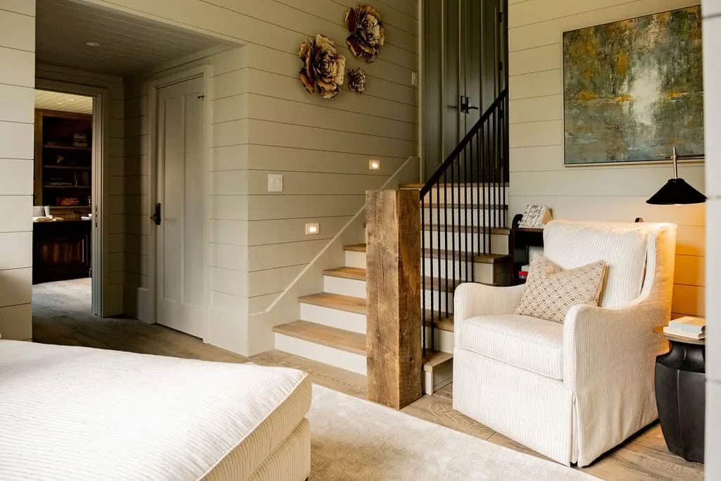 modern rustic lower-level staircase