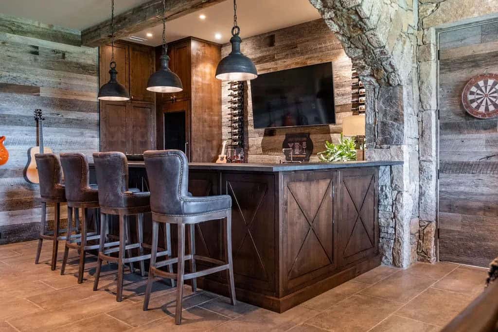modern rustic home bar