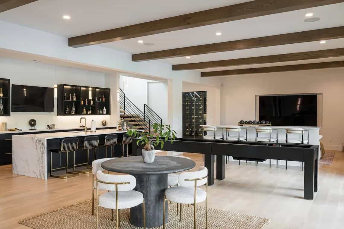 modern lower level home bar