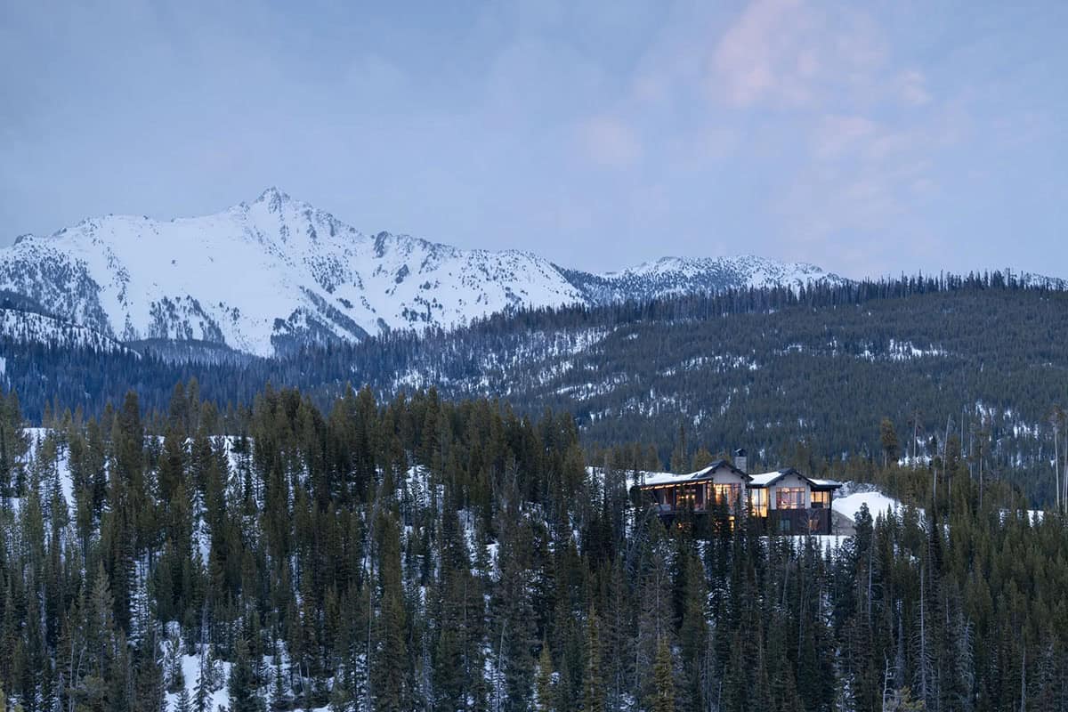 mountain home exterior aerial view