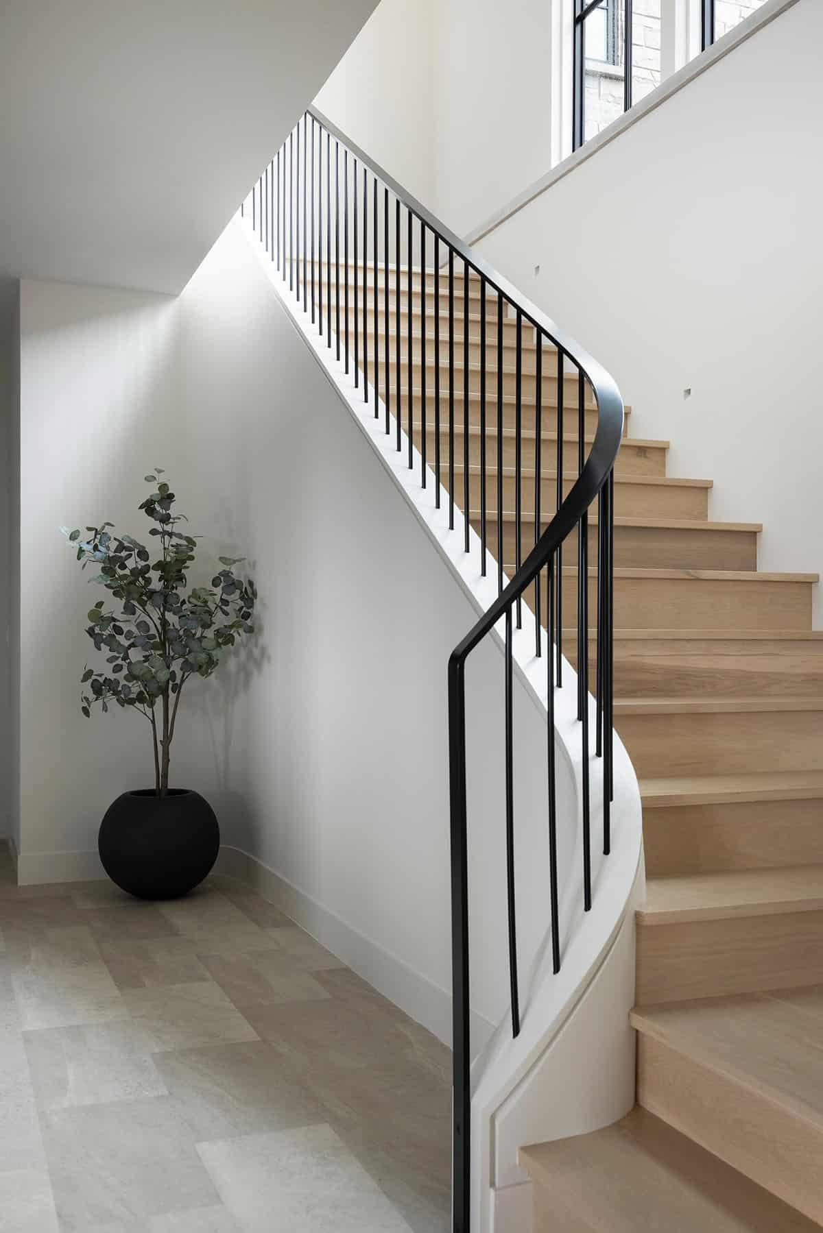 contemporary staircase leading to the lower level