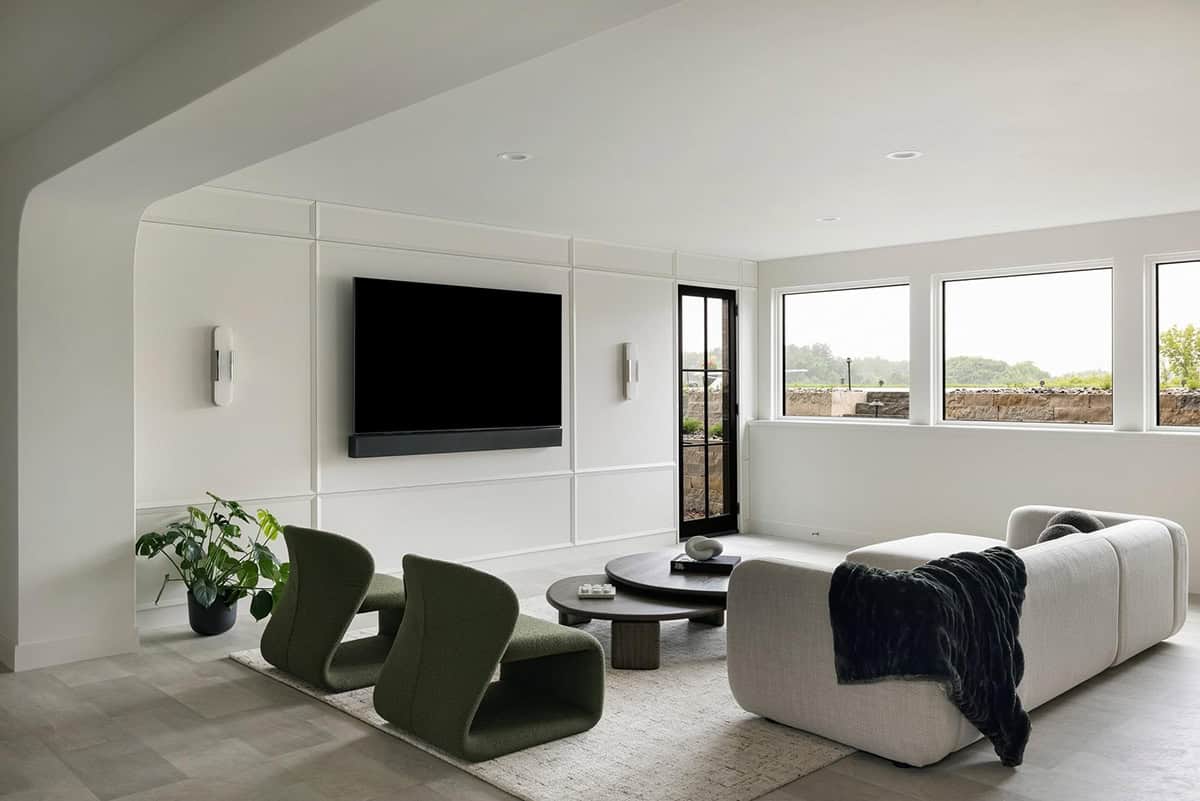contemporary lower level family room