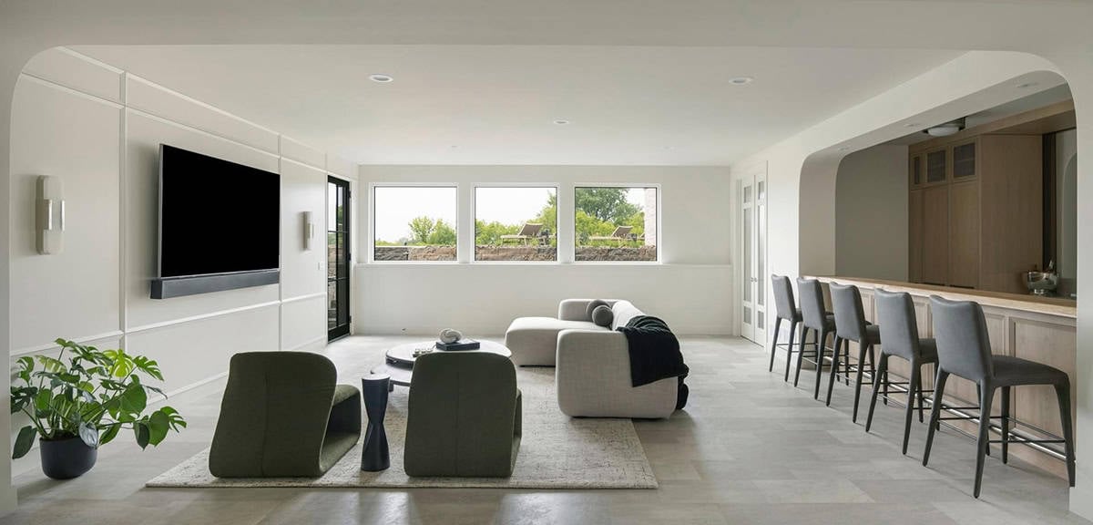 contemporary lower level family room