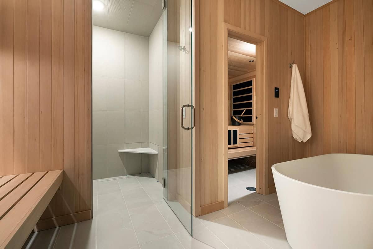 contemporary sauna and cold plunge