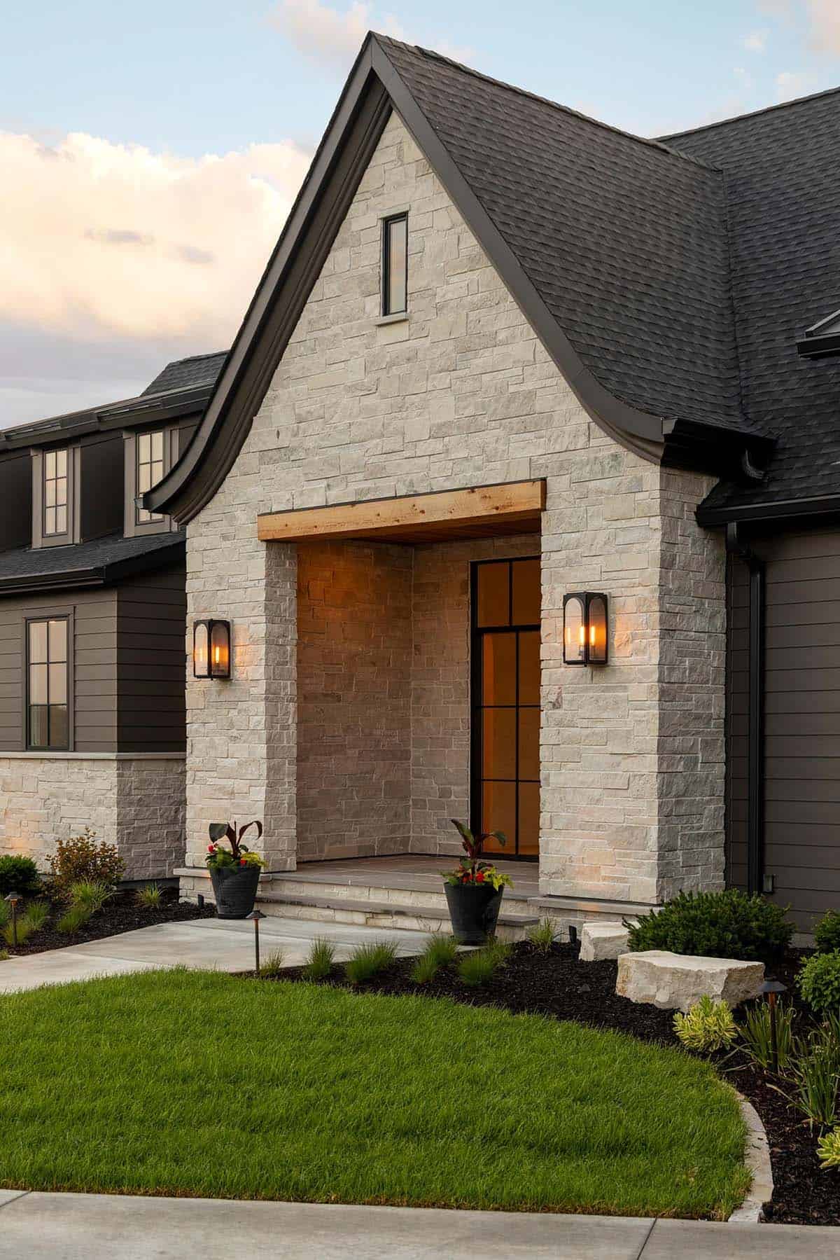 rambler style house exterior entry