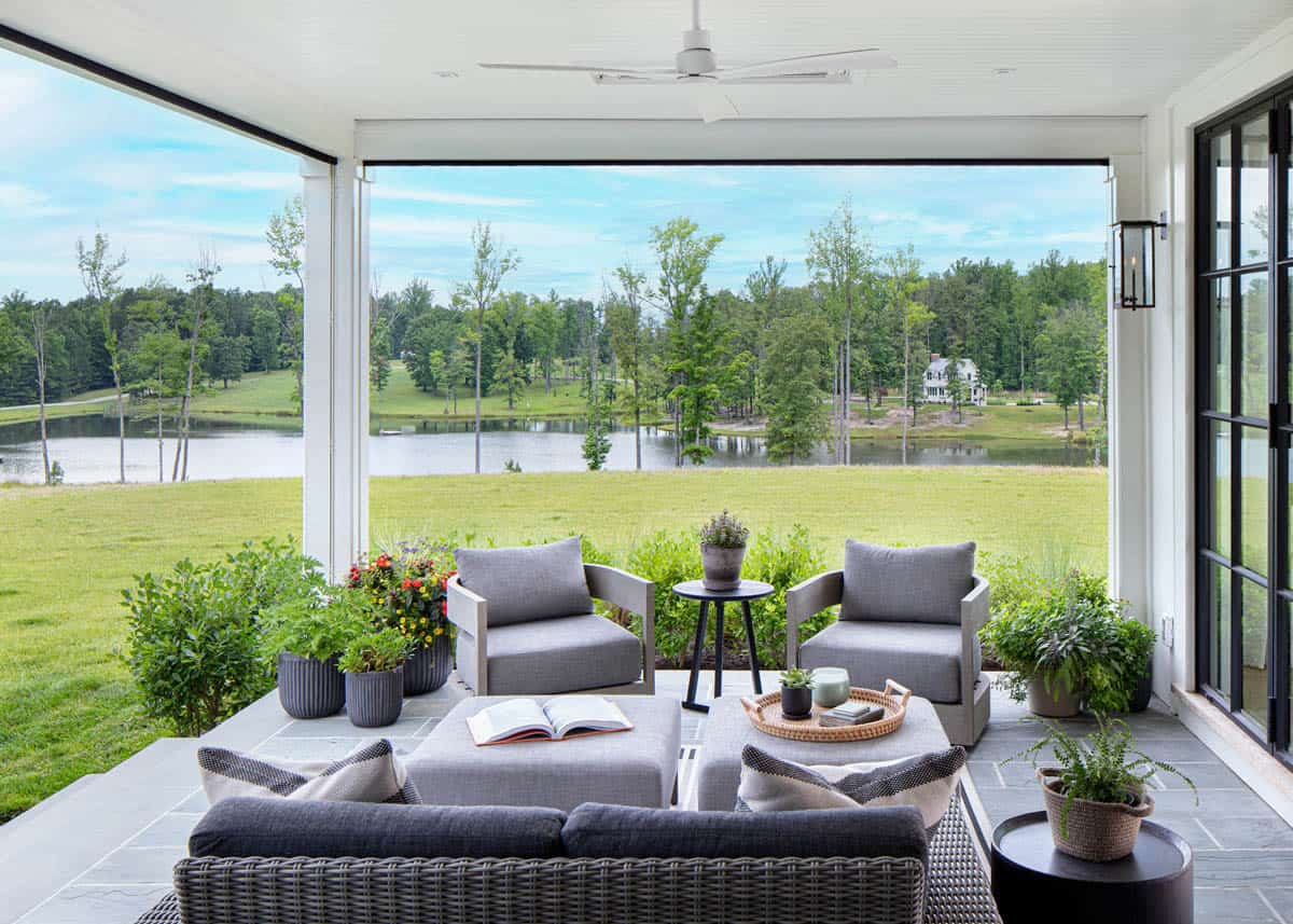 modern farmhouse with a covered patio