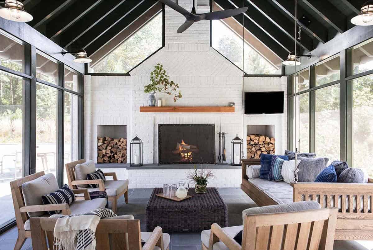modern farmhouse style sunroom