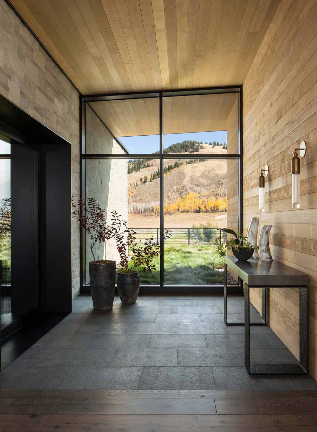 modern home entry with a console table