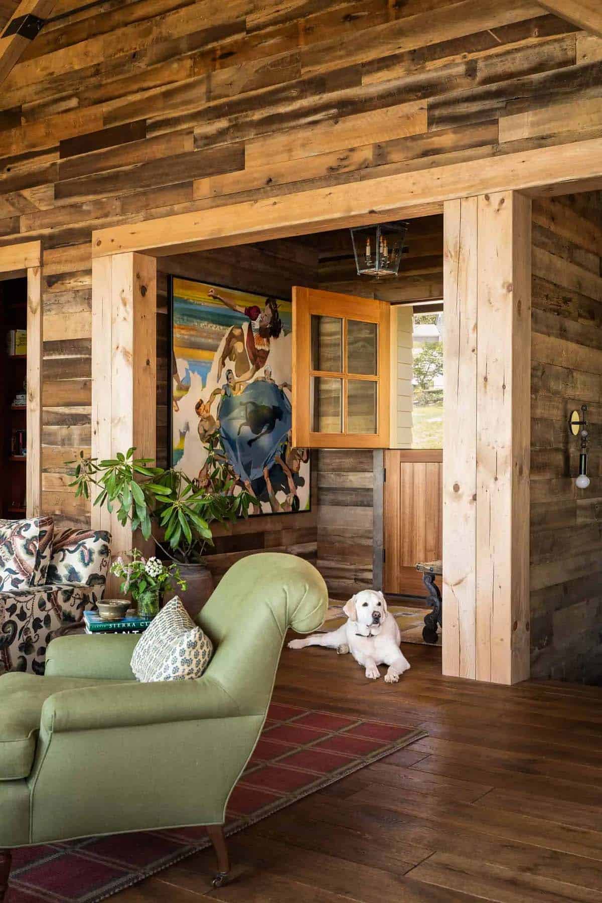 modern rustic mountain house entry