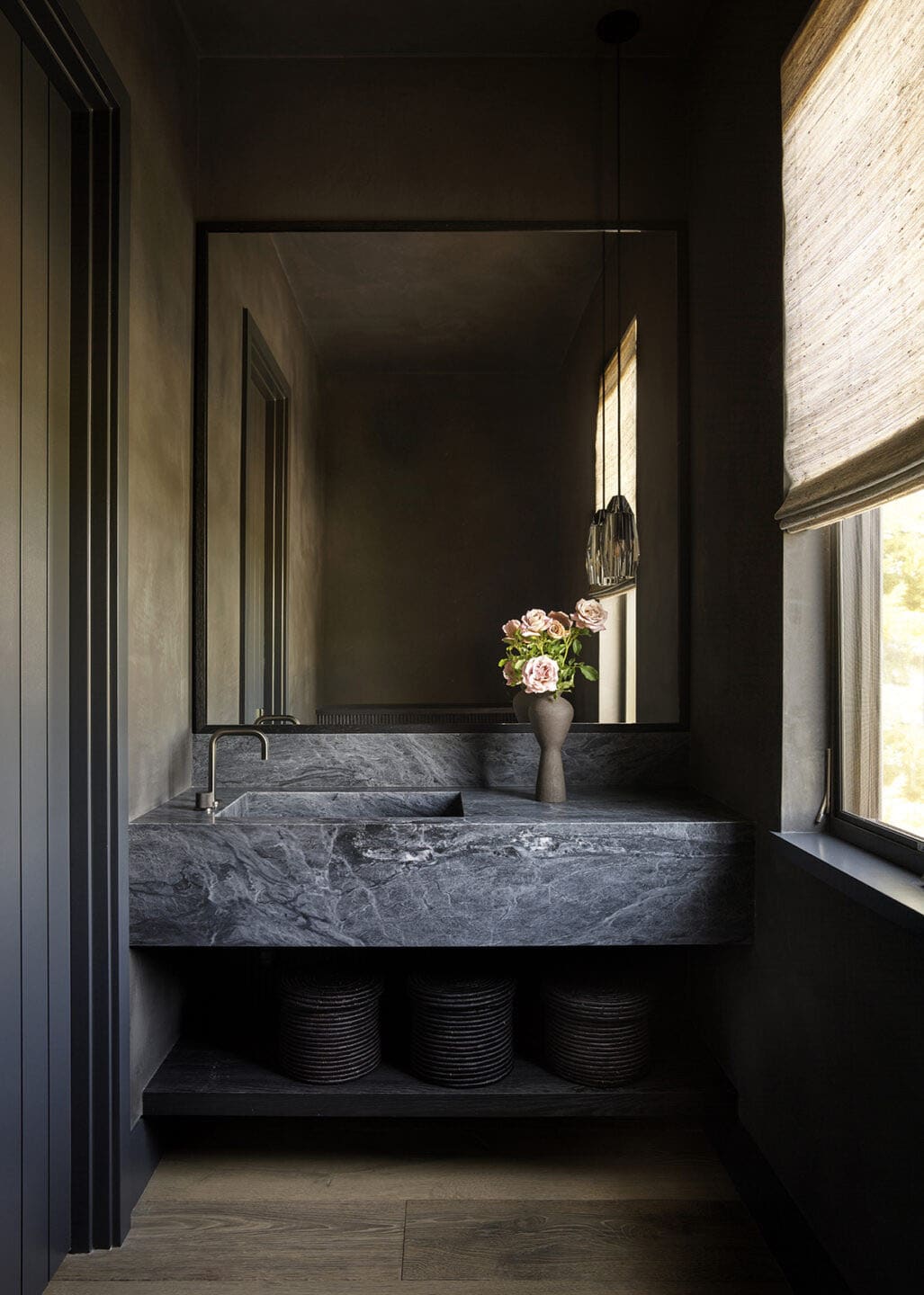 modern farmhouse style powder room