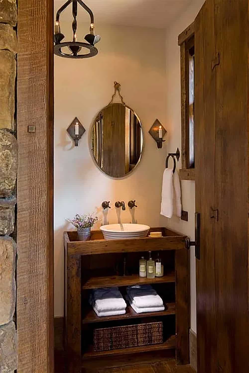 rustic powder room