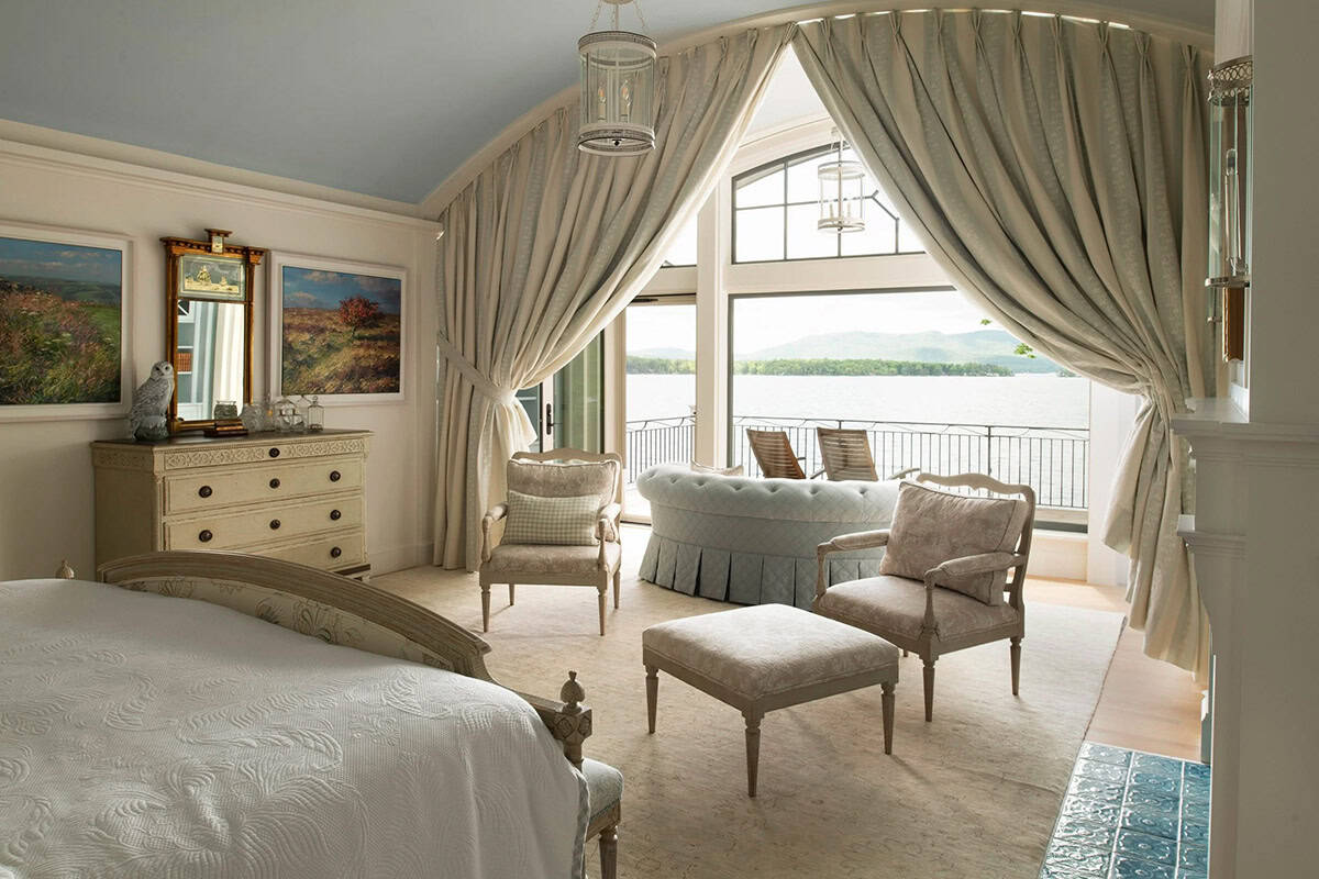 contemporary bedroom with a large window