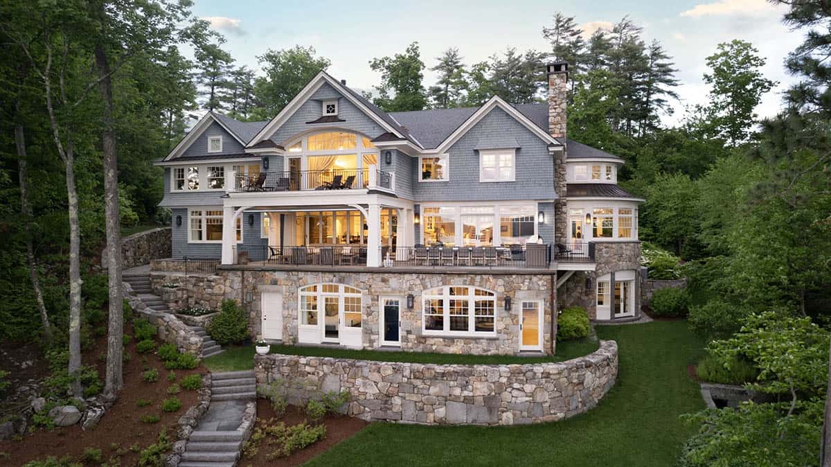 shingle style lake house exterior