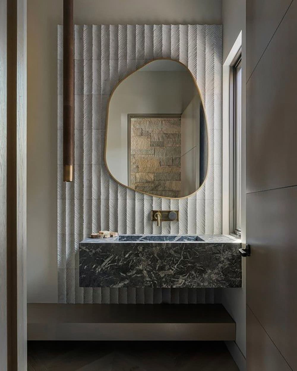 organic modern powder room