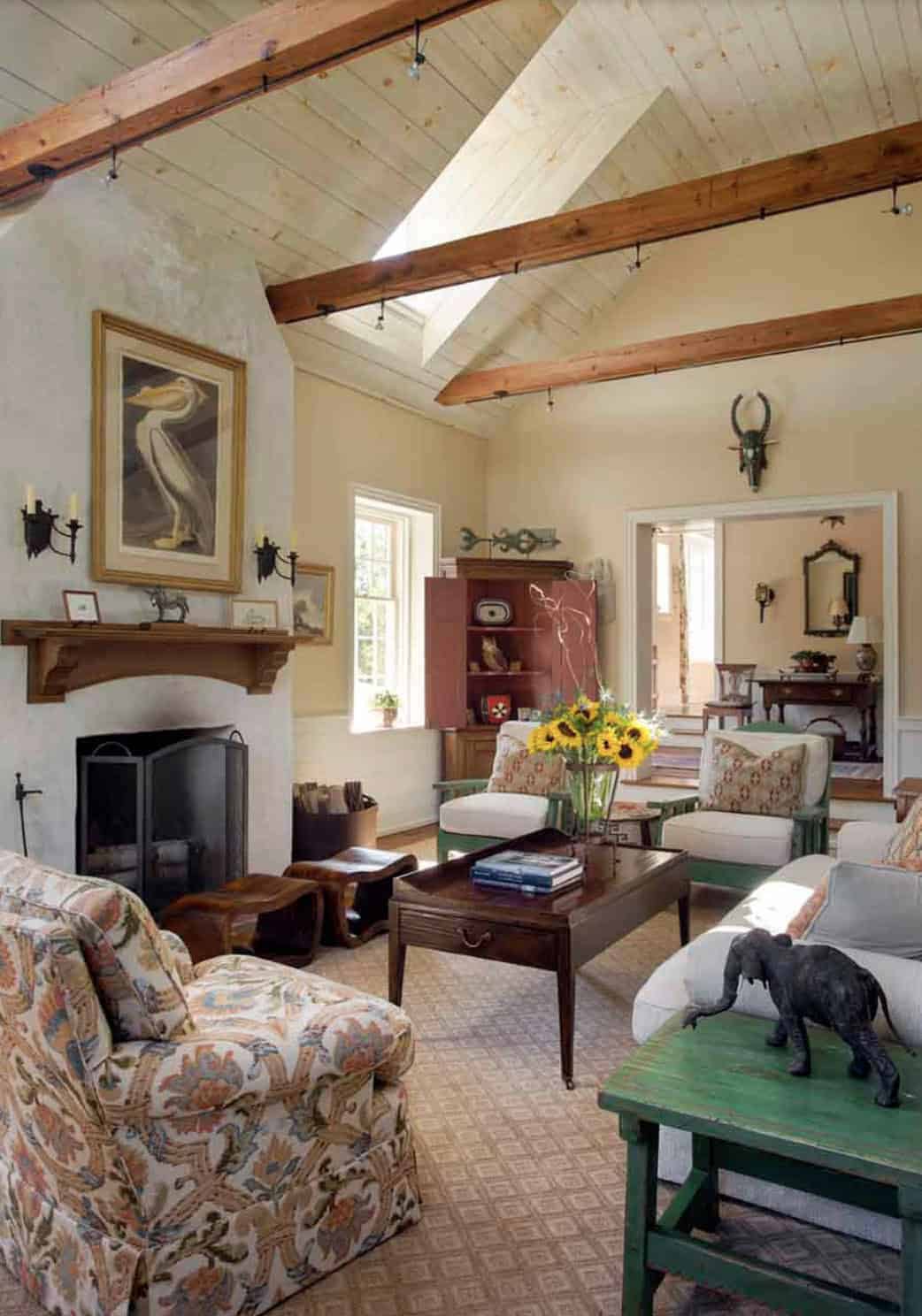 Transitional Living Room with a Fireplace