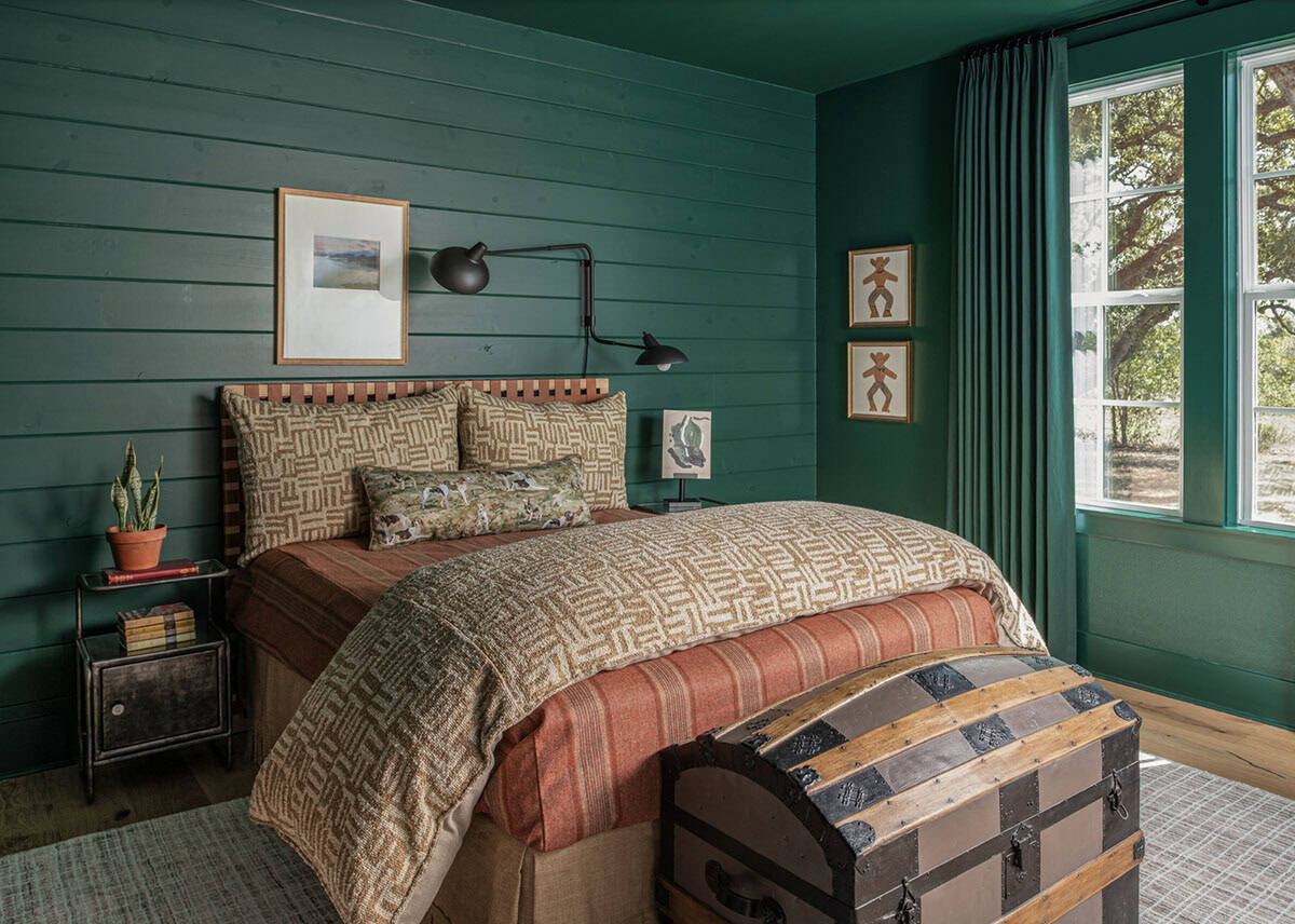 Farmhouse Kids Bedroom with green walls