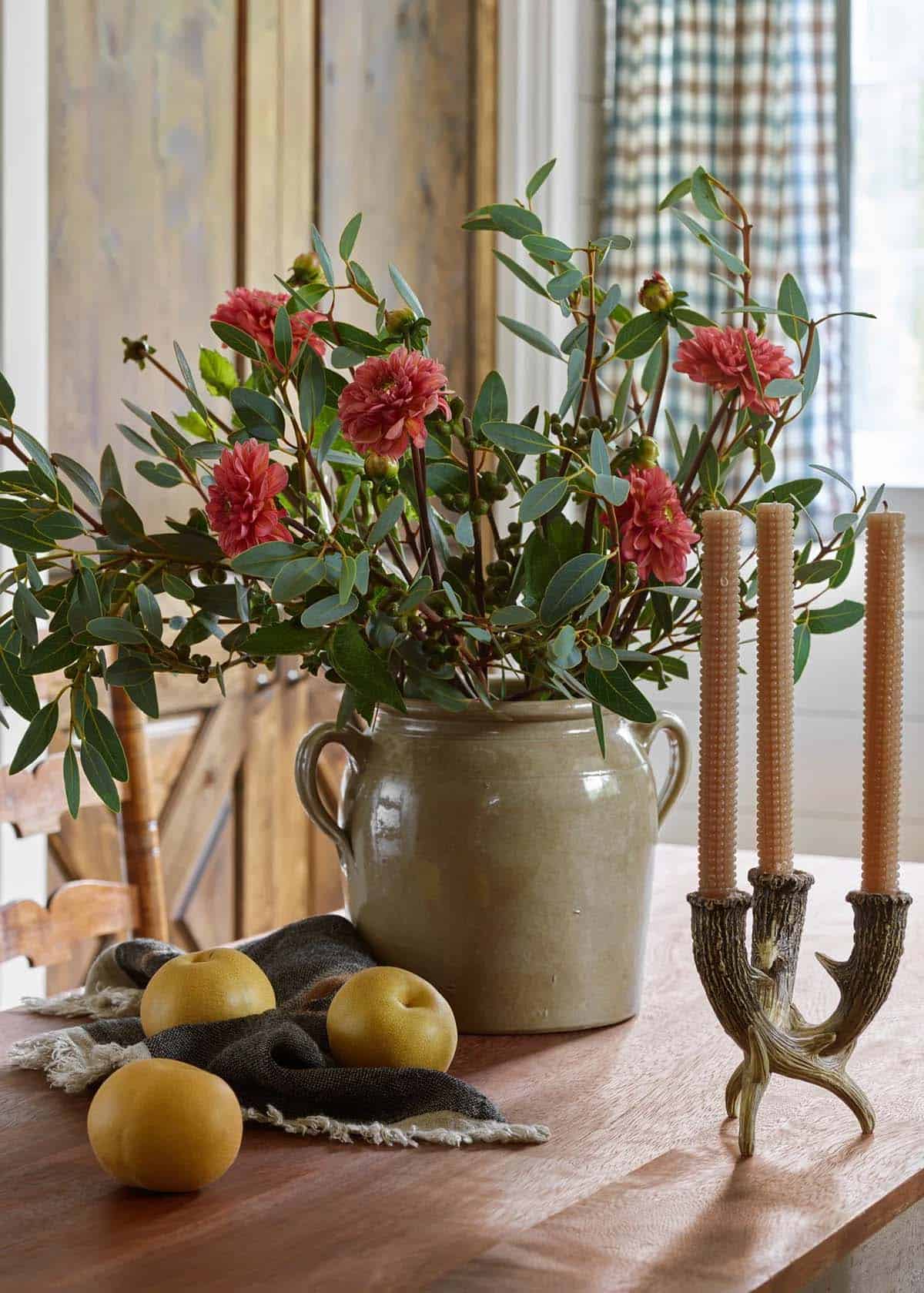 rustic modern dining room table detail
