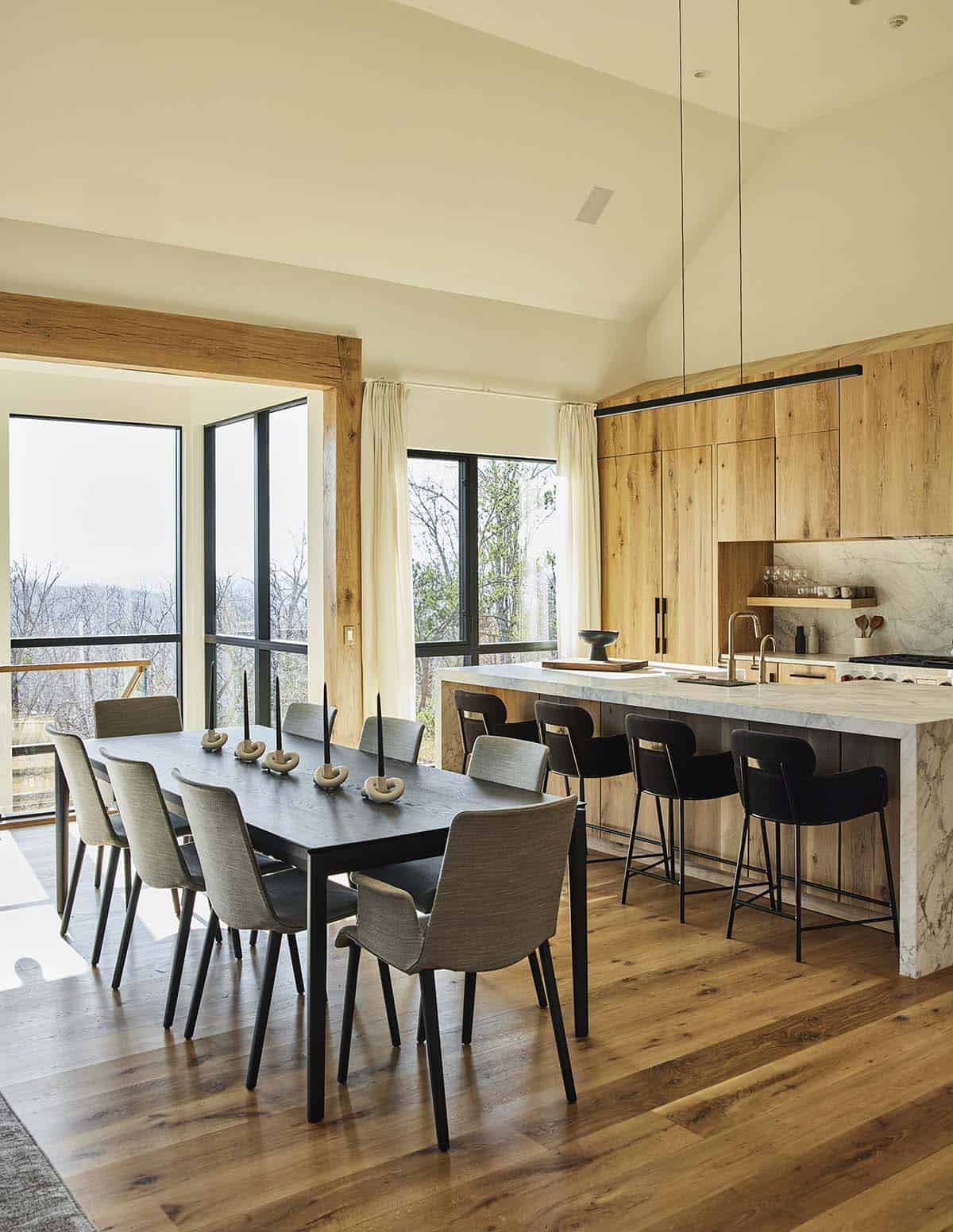 rustic modern dining room and kitchen