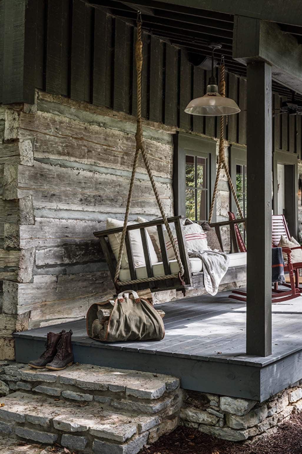 rustic cabin front porch