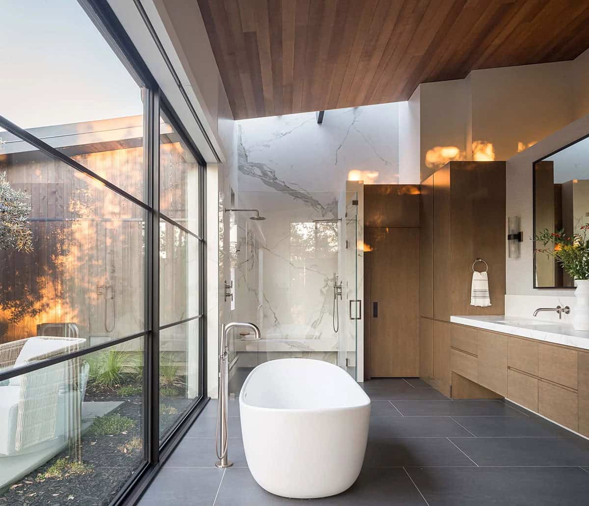 modern bathroom with a freestanding tub