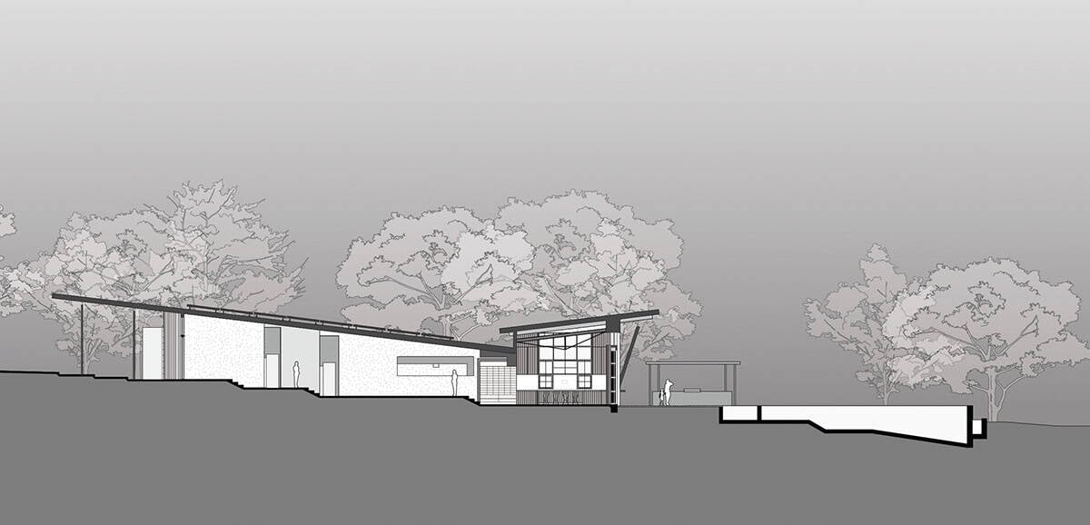 modern home section plan without sun