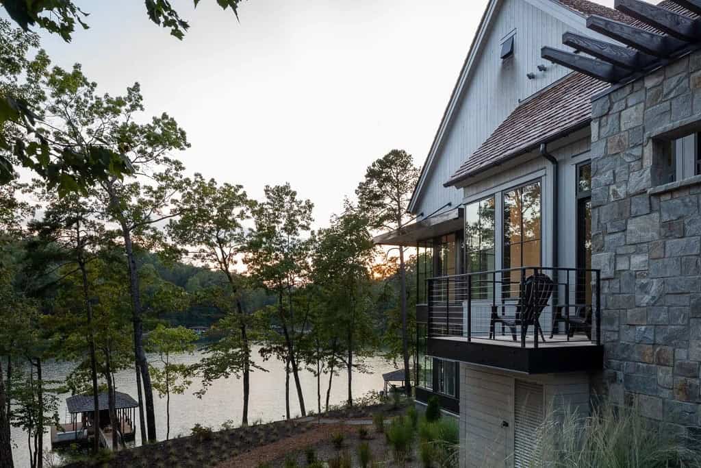 traditional lake house exterior
