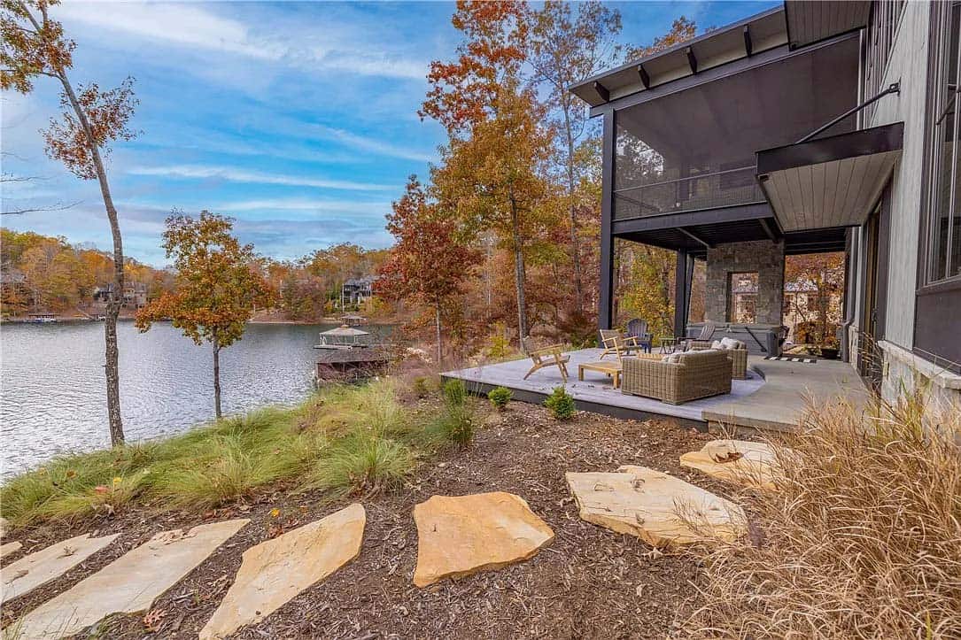 modern lake house exterior