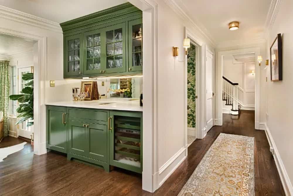 transitional style home bar