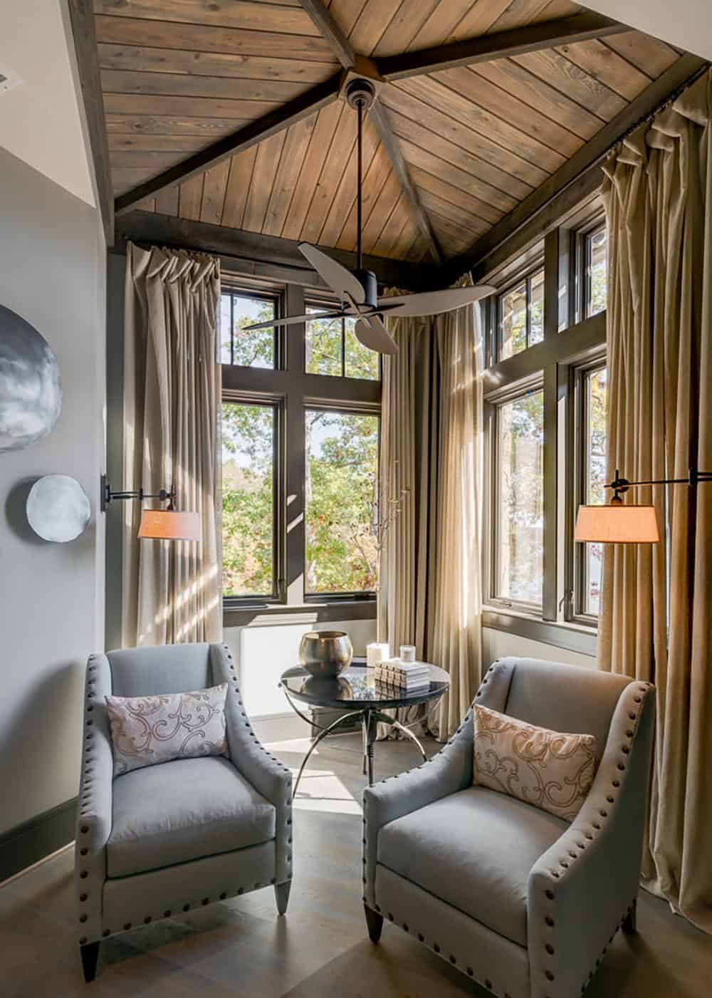 modern rustic bedroom sitting area