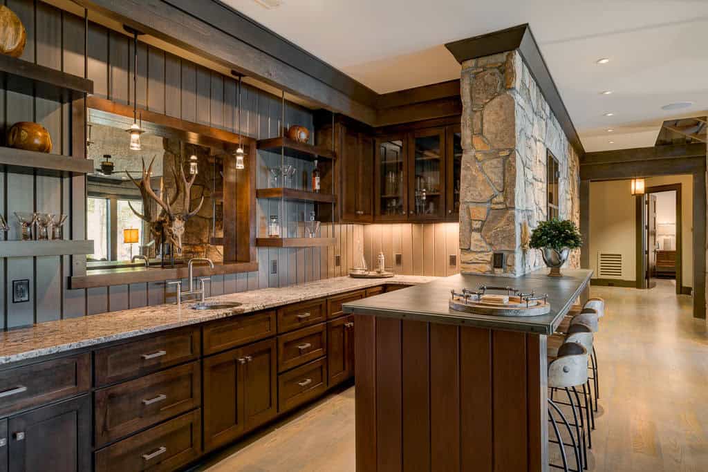 modern rustic home bar