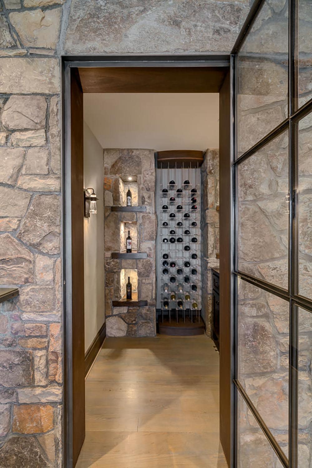modern rustic wine cellar