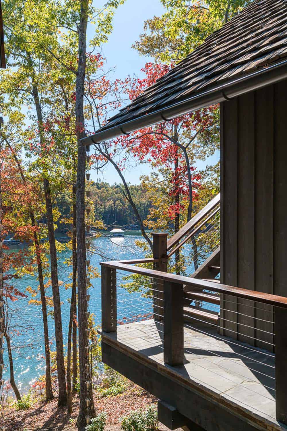 modern rustic lake house exterior