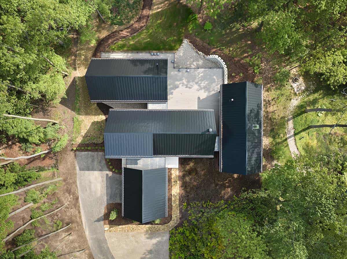 lake house exterior aerial view