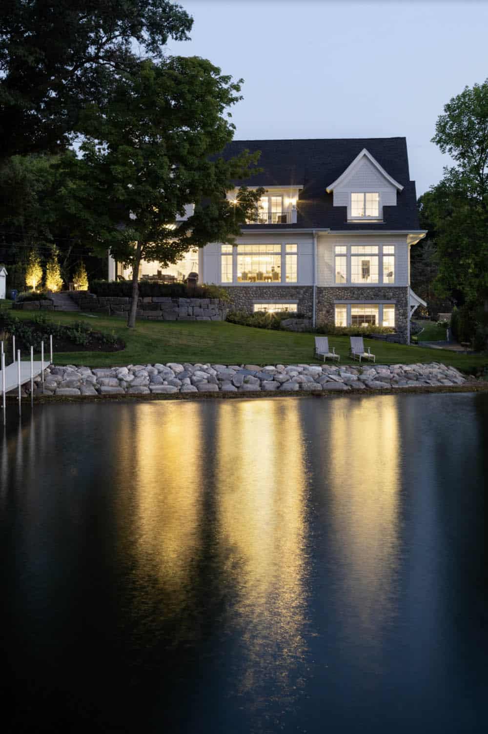 Beach Style Home Exterior at dusk