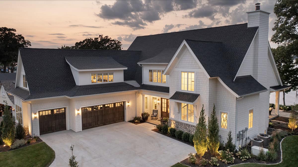 Beach Style Home Exterior at dusk