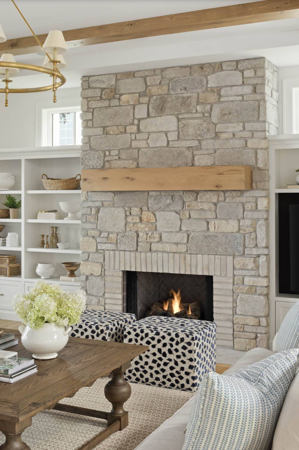 Beach Style Living Room with a fireplace