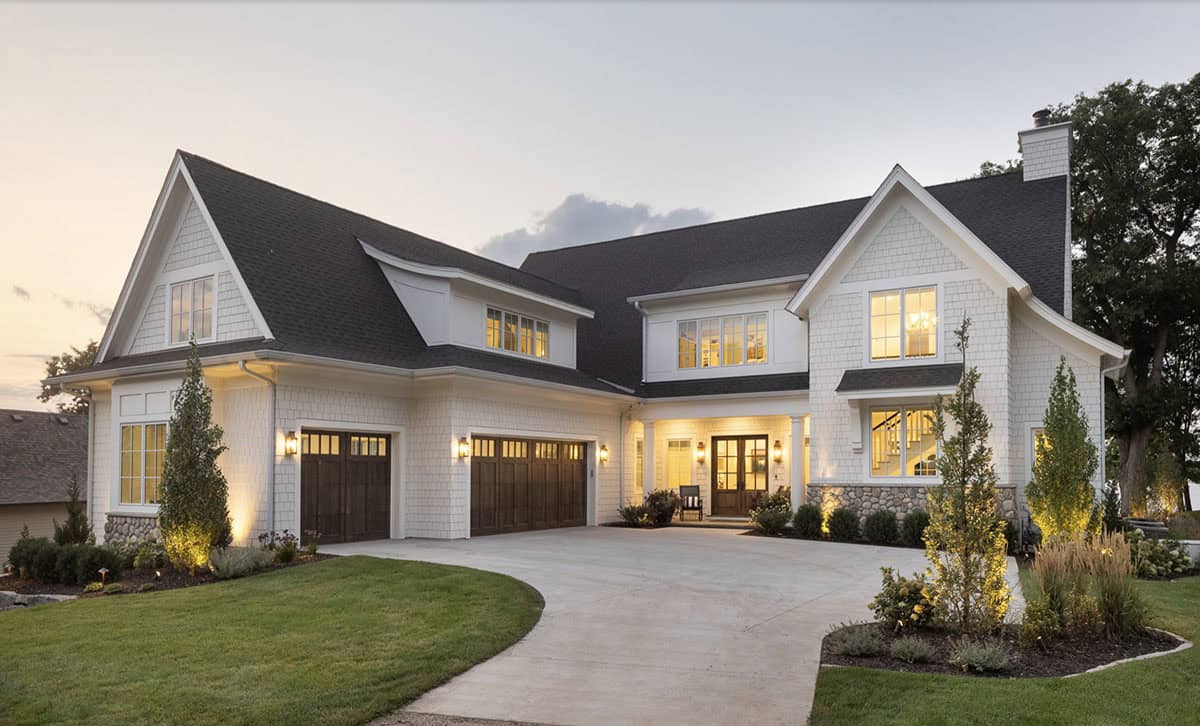 Beach Style Home Exterior at dusk