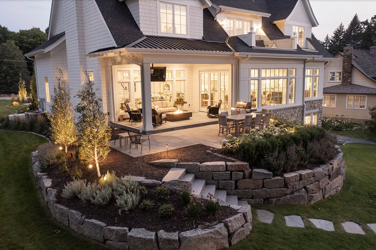 Beach Style Home Exterior at dusk