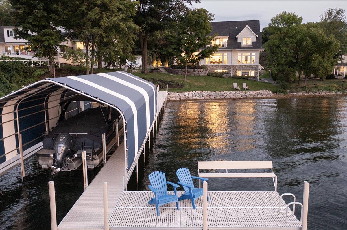 Beach Style Home Exterior with a view from the dock