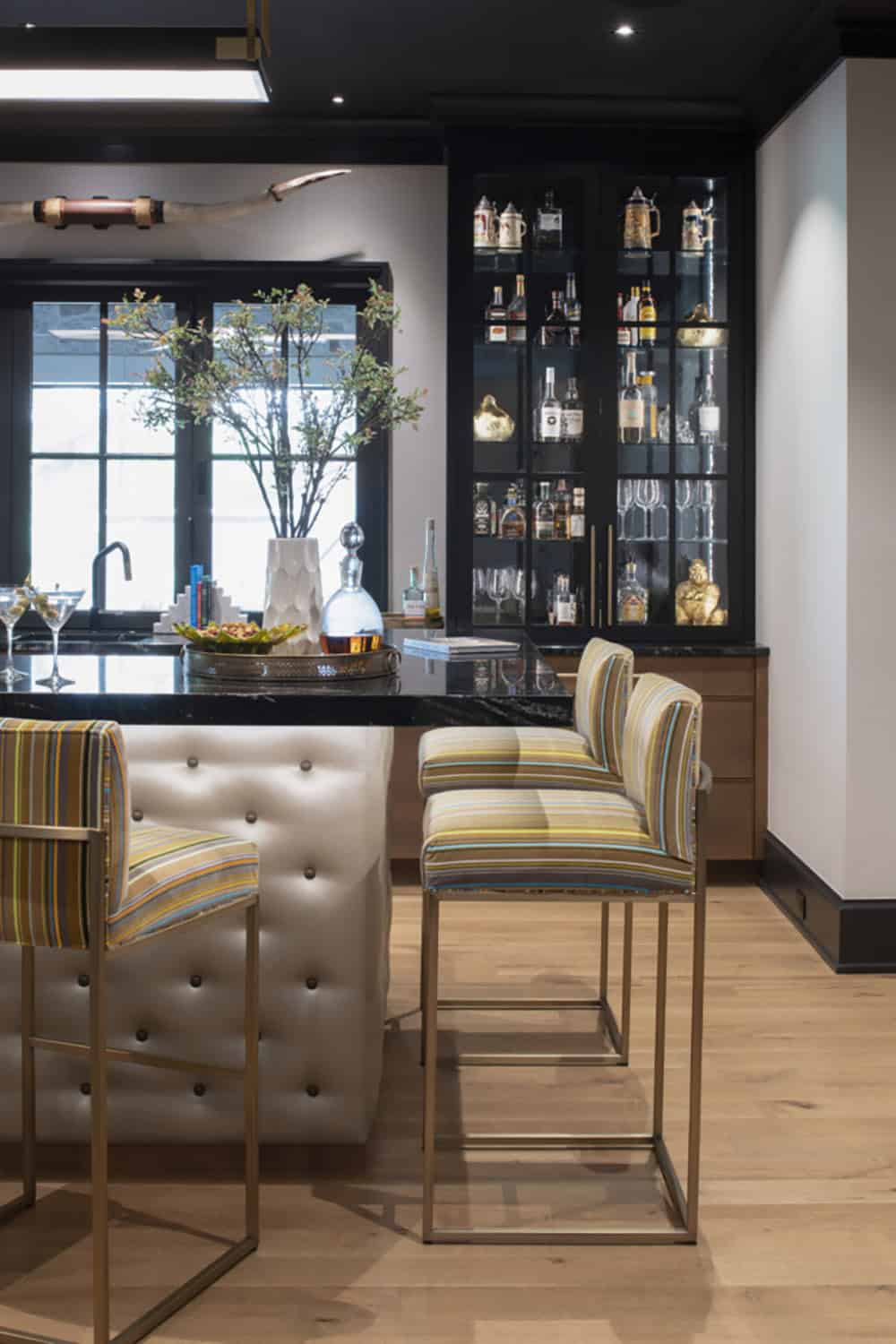 transitional style home bar