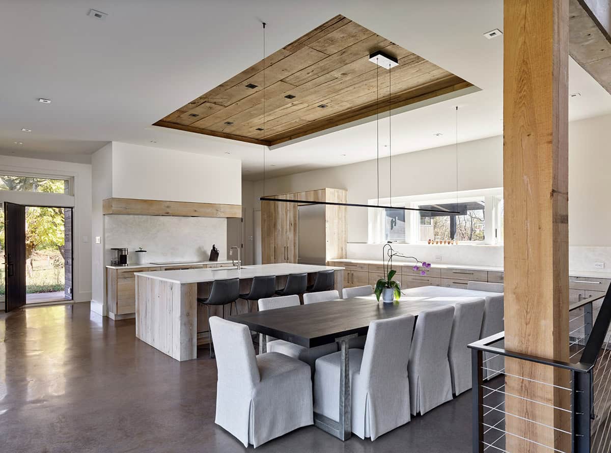 modern dining room and kitchen
