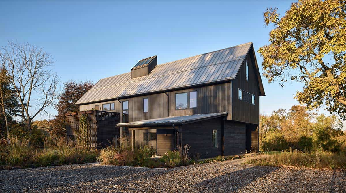 charred barn house exterior