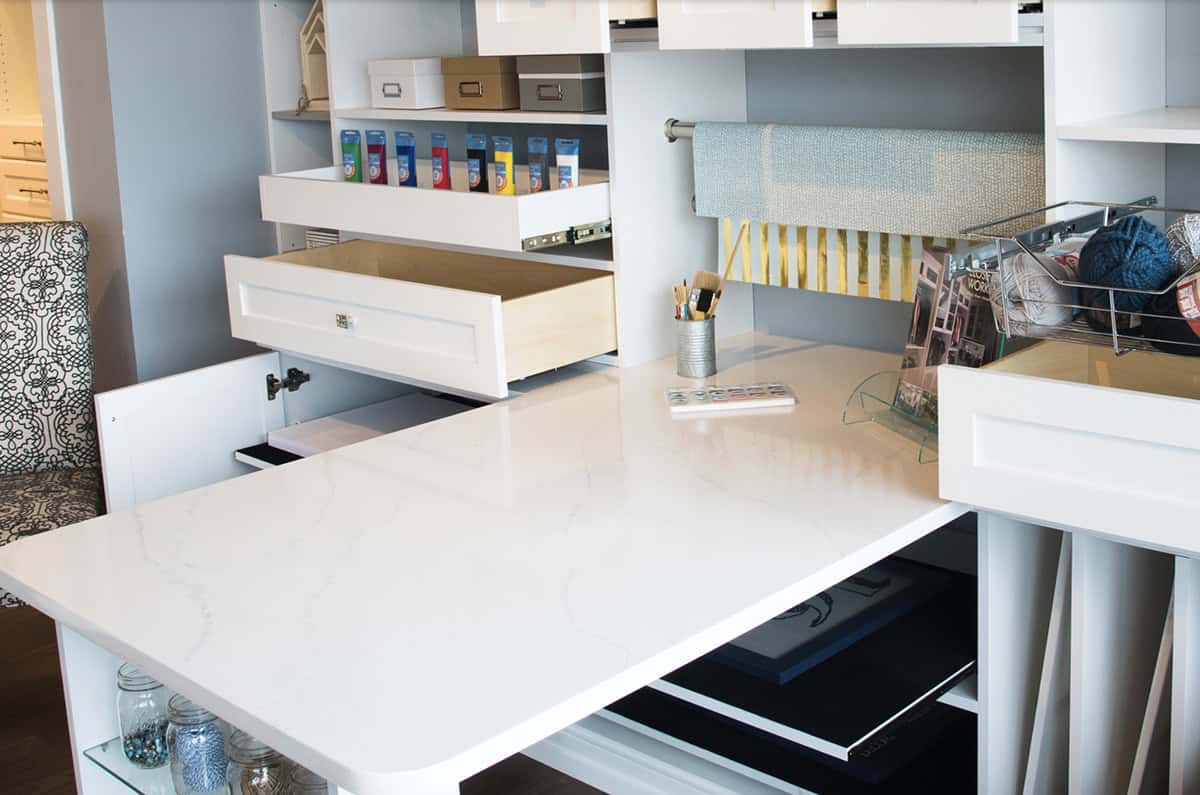 Gift-wrapping station and Silestone countertop table