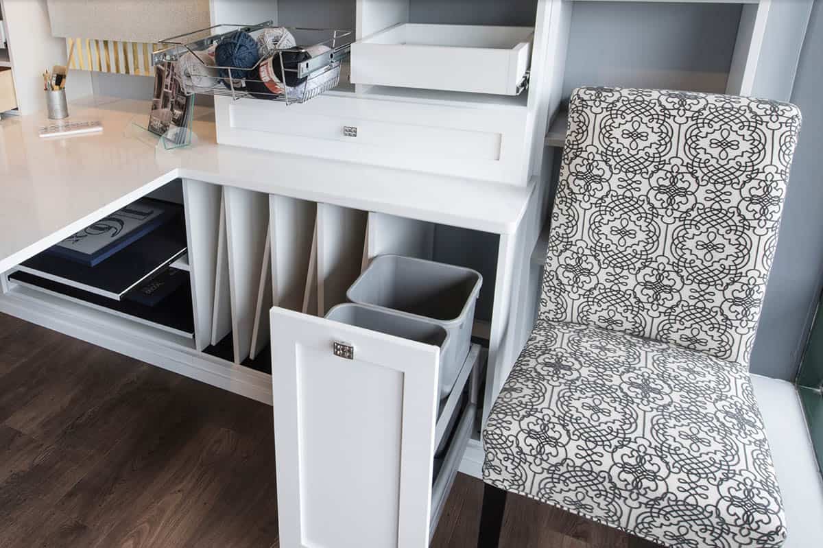 craft room with vertical storage bins